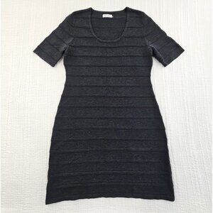 Calvin Klein Ribbed Bodycon Midi Dress Women's Large Grey Long Sleeve EUC